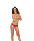 Lace Thong With Keyhole and Satin Bow Front - One Size - Red EM-2987R