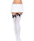 Nylon Thigh Highs With Bow - One Size - White / Black LA-6255WHTBLK