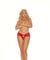 Lace Thong With Keyhole and Satin Bow Front - Queen Size - Red EM-2987XR