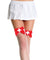 White Cross and Satin Bow Spandex Mini Diamond Net Thigh Hi - One Size- White / Red ML-4933WHTRED