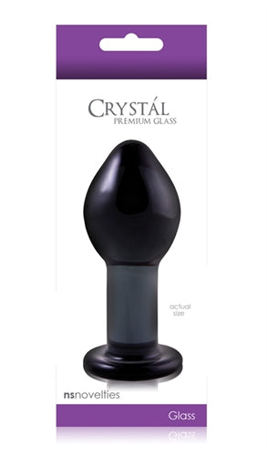 Crystal Premium Glass Plug - Large - Clear Charcoal NSN0701-33