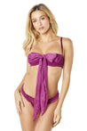 2 Pc Functional Tie Shelf Cup Bra and Ruched Back  Tanga - Amaranth - S/m OH-40-10853-AMHSM