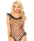 Sheer Mesh Sweetheart Ruffle Teddy With G-String Back - Black - Large LA-89237BLKL