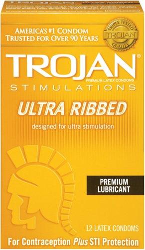 Trojan Stimulations Ulta Ribbed - 12 Pack TJ94752