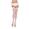 Lace Top Sheer Thigh High - One Size - White LA-1011WHT