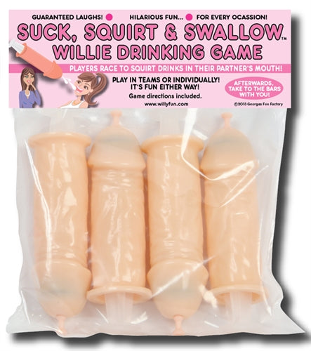 Suck, Squirt, & Swallow Willie Drinking Game - 4 Pack GFF-903