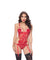 Eyelash Lace Teddy With Open Back & Removable Garters - Large / Extra Large  - Red OH-51-10326-RDLXL