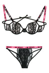 Sexy Af Cutout Bra & Panty Set - Pink/black - S/m FL-BAF821-SM