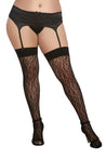 Leopard Fishnet Thigh Hi - Queen Size - Black DG-0347XBLKQ