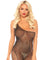 Crystalized Fishnet Asymmetrical Bodystocking With Industrial Net Side Accent - One Size - Black LA-89240