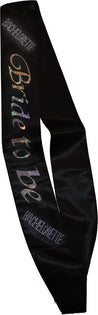 Bride-to-Be Sash - Black With a Clear Stone OMG-AL-S-BTB-BS