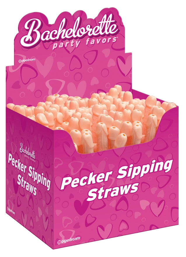 Bachelorette Party Favors Pecker Sipping Straws - 144 Piece Display - Light PD6205-99D