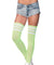 3 Stripes Athletic Ribbed Thigh Highs - One Size - Neon Green LA-6605NGRN