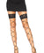 Crystalized Wide Net Lace Top Thigh Highs - One Size - Black LA-9119BLK