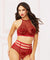 Applique & Mesh Bra Set - Small - Burgundy STM-10881BURS
