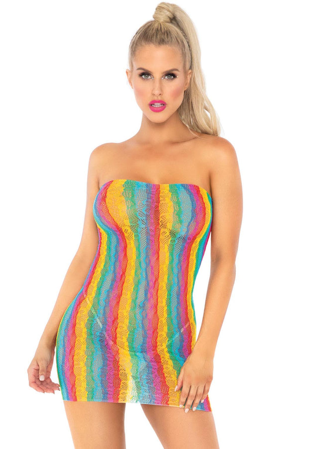 Rainbow Leopard Lace Tube Dress - One Size - Multicolor LA-86163MULTI