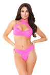 Farah Strappy Bra Top & Panty - Shocking Pink -  Medium/ Large FL-B419PNK-ML