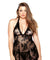 Curve Claudia Stretch Lace Babydoll & Matching G-String  - 1x/2x -  Black FL-P121BLK-1X2X