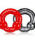 Ultraballs 2-Piece Cockring Set - Steel & Red OX-3010-STR
