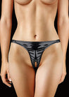 Adjustable Panty With Vibrating Bullet and Pleasure Whole - Black OU-OU069BLK