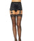 Sheer Lace Top Stockings With Rhinestone Backseam and Mini Bow Accent - One Size - Black LA-1002BLK