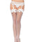 Sheer Thigh Hi Lace Top With Satin Bow - White -  One Size LA-1912WHT