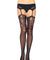 Fishnet Stockings With Jacquard Lace Top  - One Size - Black LA-1927BLK