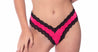 Satin Front High Leg Panty With Lace  Edges and Mesh Back - Large - Bright Rose/black OH-23-10543-BRSBKL