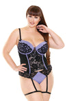 Lisette Bustier and Panty - Periwinkle/black - 1x2x FL-B-P411-1X2X