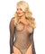 Crystalized Long Sleeve Fishnet Thong Back Bodysuit - One Size - Black LA-89231