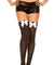 Satin Bow Opaque Thigh Hi - One Size - Black / White ML-4742-BLKWHT