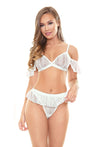 Wilhelmina Bralette Top & Panty - White - Small/  Medium FL-B417WHT-SM