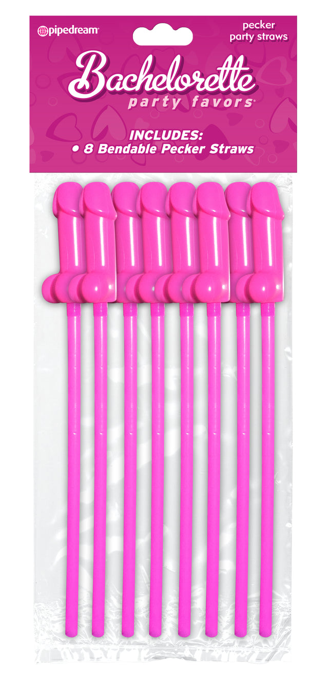 Bachelorette Party Favors Bendable Pecker Straws  - 8 Count PD6614-00