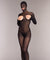 Opaque Cupless and Crotchless Hooded Bodystocking - One Size - Black BW-B101