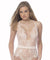 Soft Full Lace Bodysuit With Satin Trims - Large - Silver Peony OH-52-10612-SIPL