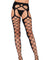 Diamond Net Opaque Stockings With Attached Garter - Black - One Size LA-1778