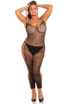 Animal Crotchless Bodystocking - Black - 1x2x RR-7076XBLK1X