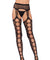 Hex Net Opaque Stockings With Attached Garter - Black - One Size LA-1777