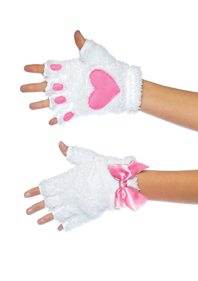 Adult Cat Paw Gloves Costume Accessory - White LA-2170WHT