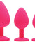 Pink Pleasure 3 Piece Silicone Anal Plugs With Gems FR-AE902-PINK