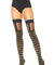 Lurex Opaque Striped Thigh Highs With Sheer Garter Top - One Size - Black/gold LA-6314BLKGLD