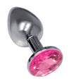 The 9's the Silver Starter Bejeweled Stainless  Steel Plug - Pink ICB2313-2