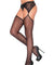 Sheer Stockings With Attached Lace Side Garterbelt - One Size - Black LA-1061