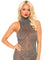 Lurex Shimmer Spandex High Neck Mini Dress - One Size - Black / Silver LA-86101BLKSLVR