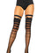 Spandex Sheer Halftone Striped Thigh Highs With Bow and Garter Detail - One Size - Black LA-6313BLK
