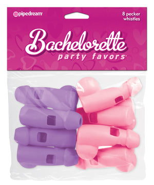 Bachelorette Party Favors 8 Pecker Whistles - Pink and Purple PD6029-01