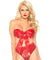 2 Pc Satin Ribbon Gift Bandeau With Hook-N-Eye Back and Matching G-String - Red - Large LA-81575REDL