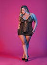 Sexy Time Chemise and G-String Set - Black - 1x-3x MS-M198BLK2XL