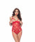 Open Cup Crotchless Functional Tie Teddy  - One Size - Red OH-50-10112-RDOS