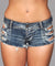 Medium Wash Denim Shorts With Distressed Details on Front and Back Pockets - Large BW-J7BLL